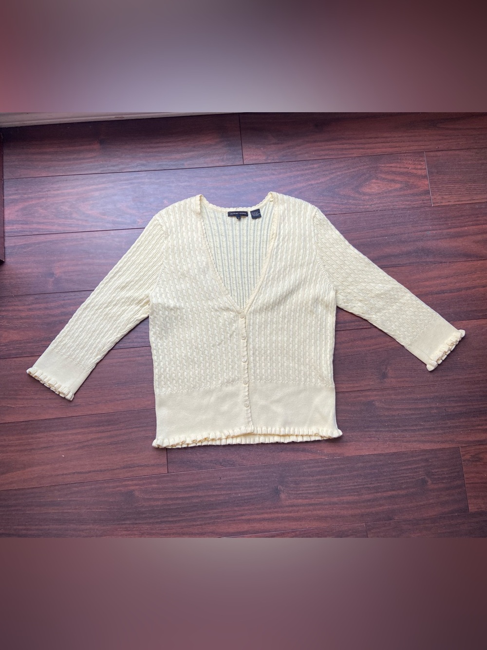 JEANNE PIERRE YELLOW CARDIGAN COTTON BLEND WOMEN L